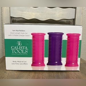 Calista Tools Ion Hot Rollers Short Length Style Set With Base 12 Hair Clips Bag